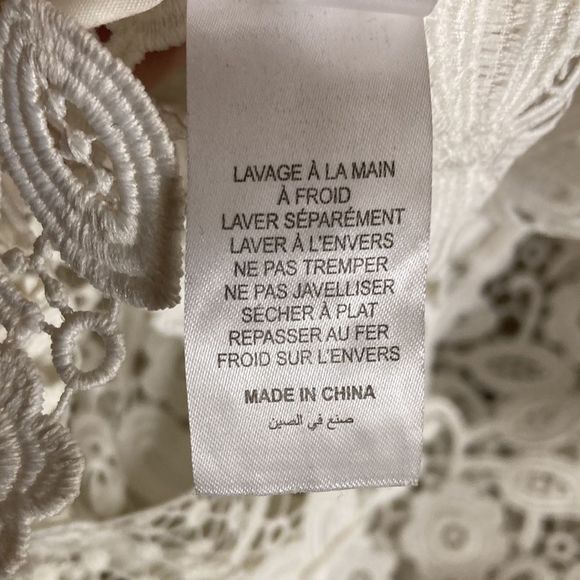 Self-Portrait 3D Flower White Lace Long Sleeve Mini Dress Size 8 - Picture 15 of 15